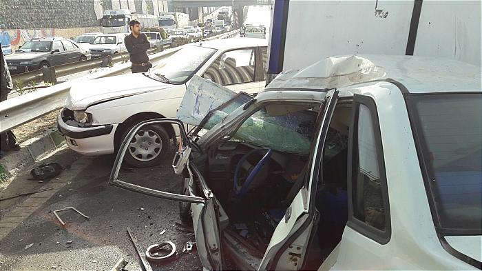 7 مصدوم در تصادف بامدادی 6 خودرو در تهران