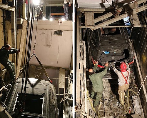 سقوط سانتافه به کفی بالابر حمل خودرو