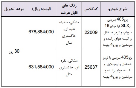 طرح فروش فوری محصولات ایران خودرو ویژه 16 اردیبهشت 98