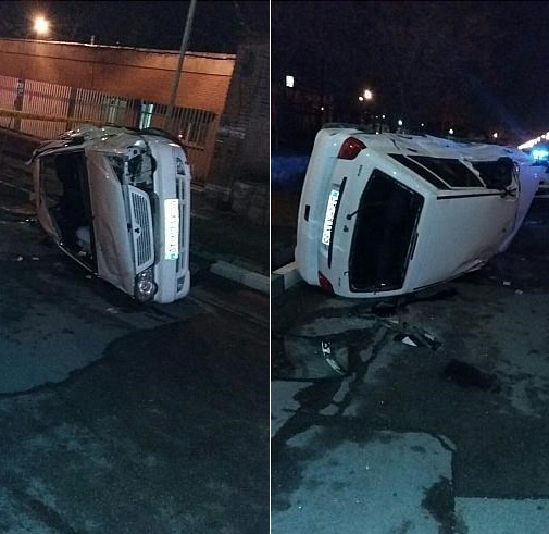 مرگ خانم جوان بر اثر واژگونی پراید در خیابان دماوند