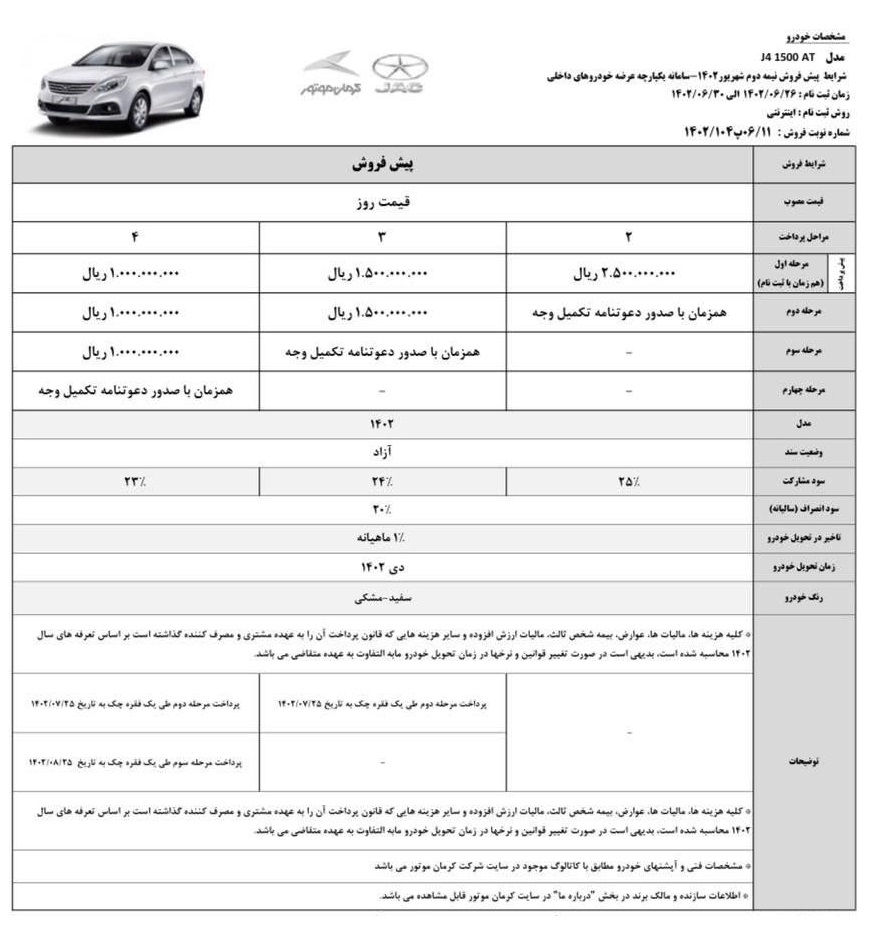 فروش اقساطی محصولات کرمان موتور