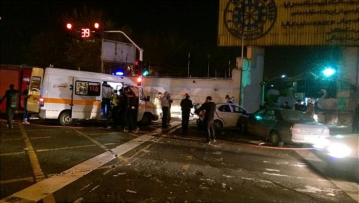 برخورد شدید 2 دستگاه خودرو سواری در جنوب تهران