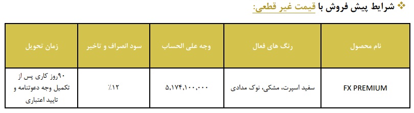 شرایط پیش فروش خودرو فونیکس FX (مرداد 1402)