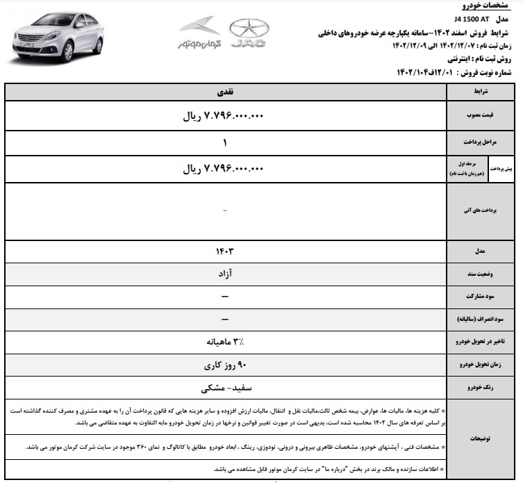 فروش فوق العاده محصولات کرمان موتور