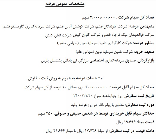 عرضه اولیه سهام فزر1 به روش ثبت سفارش