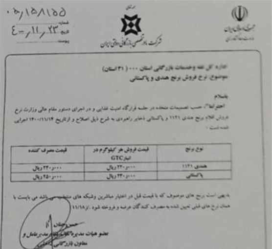 قیمت مصرف کننده برنج خارجی